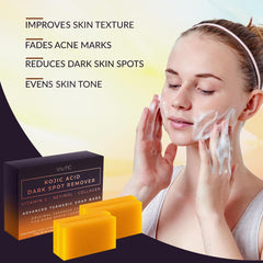 Valitic Kojic Acid Soap Bar ingredients close-up with vitamin C and turmeric