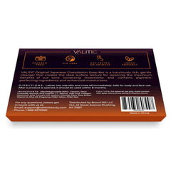VALITIC Kojic Acid soap bar label closeup highlights Original Japanese Complex and benefits