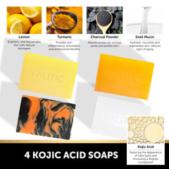 VALITIC kojic charcoal soap bar — absorbs impurities and balances oily skin.
