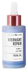 VALJEAN LABS Overnight Repair Facial Oil bottle highlights retinol for even skin tone and radiance.