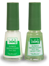 Valmy garlic nail hardener bottle with fast-drying formula for stronger nails.