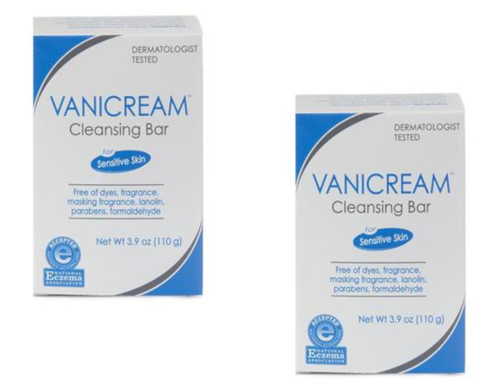 Vanicream cleansing bar unscented 2-pack front view, gentle fragrance-free option