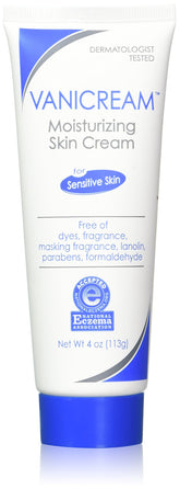 Vanicream Moisturizing Cream jar closeup demonstrates smooth, non-greasy hydration for sensitive skin.
