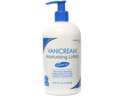 Vanicream Moisturizing Lotion back label highlights fragrance- and dye-free formula