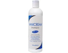 Vanicream Shampoo fragrance-free label closeup highlights gentle, dye-free formula.