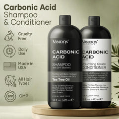 VANIDOX carbonic acid conditioner bottle closeup promoting smooth, hydrated hair.