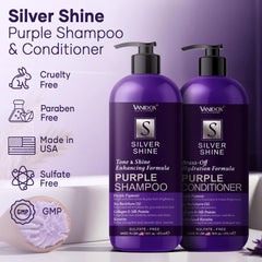 Vanidox purple conditioner bottle—deep hydration for soft, manageable grey hair.