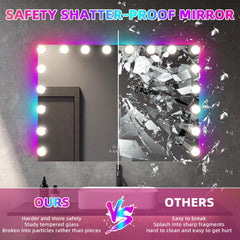 VANITII mirror with front and back lighting, dimmable for customized makeup sessions