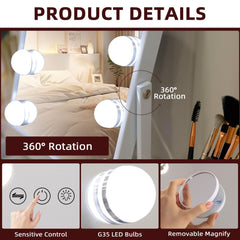 VANITII GLOBAL vanity mirror with 3-color lighting showcases versatile mood lighting for makeup
