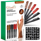 Vanli's temporary tattoo markers six pens offer crisp color for creative skin art.