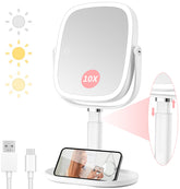 Vanmirr lighted makeup mirror front view with bright lighting for clear makeup