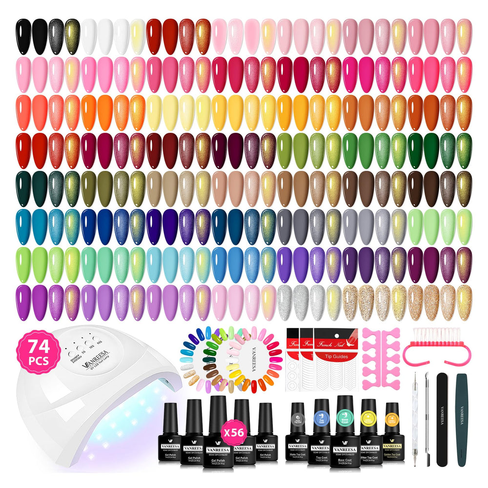 VANREESA gel nail polish kit color palette showcases versatile shades for at-home manicures.