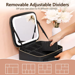 VANMRIOR interior dividers and brush slots organize cosmetics securely.