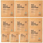 varuza Real Natural Sheet Mask packaging with blue ampoule highlighting hydration benefits.