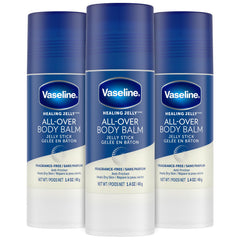 Vaseline all-over body balm stick 3-pack front view for on-the-go moisture.