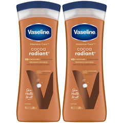 Vaseline Cocoa Radiant bottle closeup for rich moisture delivery.