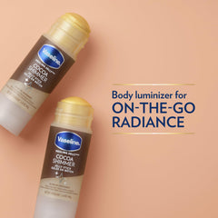 Vaseline Cocoa Shimmer Jelly Stick on elbows for smooth, fragrance-rich moisture.
