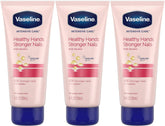 Vaseline Intensive Care Healthy Hands Stronger Nails lotion pack of three for lasting hand hydration.