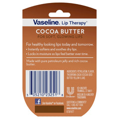 Vaseline Lip Therapy Cocoa Butter pack closeup showing cocoa butter texture