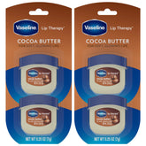 Vaseline Lip Therapy Cocoa Butter pack front with four mini balms for on-the-go moisture