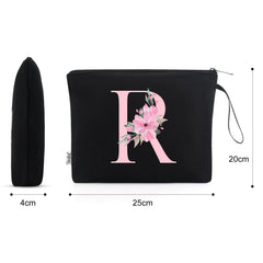 Vavabox A-Z personalized makeup bag letter print closeup, customizable initials as a gift.