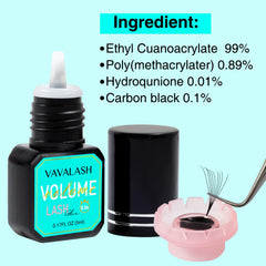VAVALASH black lash adhesive bottle demonstrates seamless lashes without white residue.