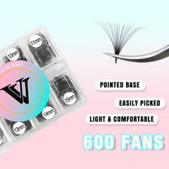 VAVALASH premade loose fans close-up, soft matte black PBT for natural-like lashes