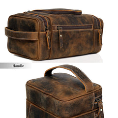 VC Vintage Couture large leather toiletry bag interior content shows organized storage