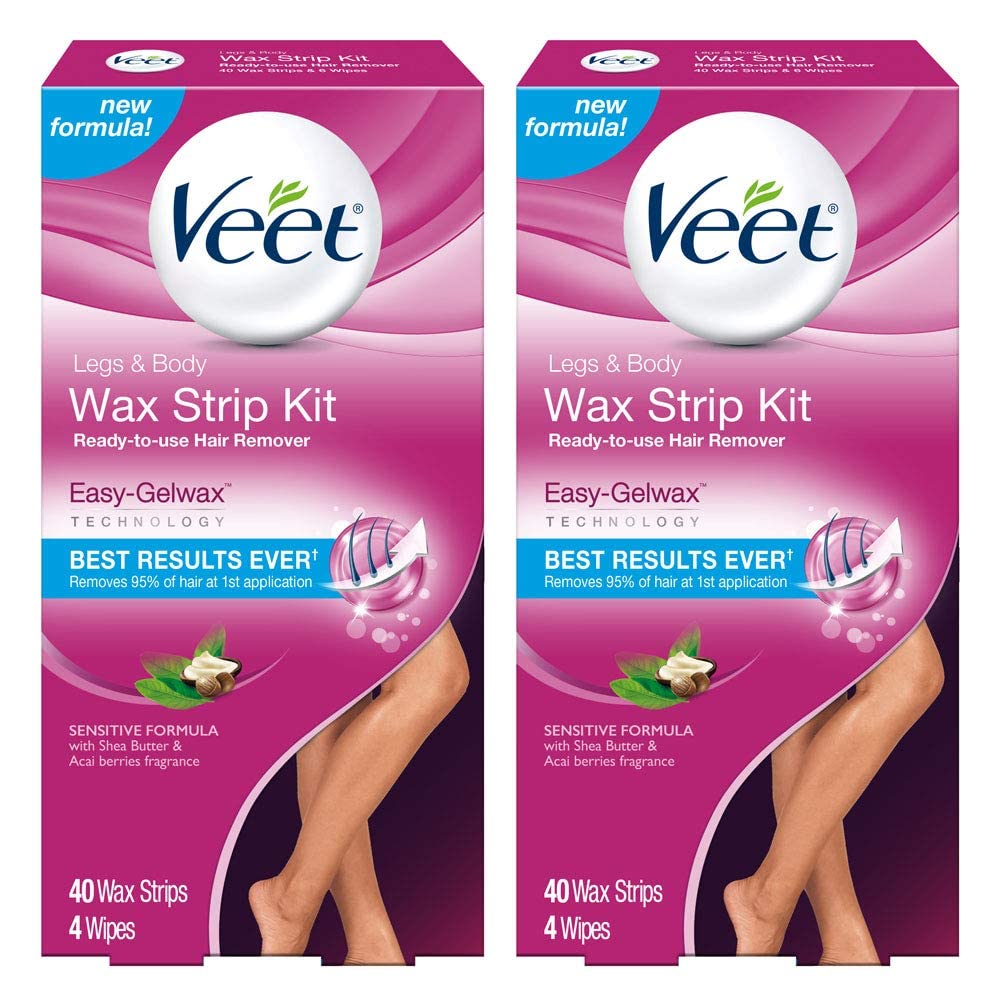 Veet cold wax strips pack 2x40ct close-up for salon-like results at home