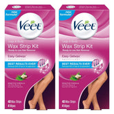 Veet cold wax strips pack 2x40ct close-up for salon-like results at home