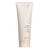 VEGAMOUR GRO+ Advanced Balancing Shampoo bottle on sink delivers gentle cleansing and buildup removal.
