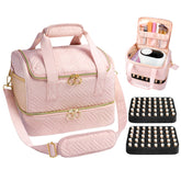 Veirdro Nail Polish Organizer Bag front view keeps bottles neatly organized for travel.
