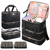 Veirdro nail polish organizer full-capacity view shows 90-slot storage for bottles and lamp.