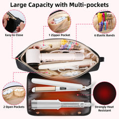 Veirdro spacious main compartment fits straighteners and curling irons.