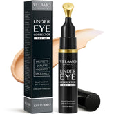 VELAMO ADVANCED Luminous Eye Corrector peach tone swatch balances under-eye hues.