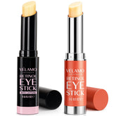 VELAMO ADVANCED Retinol Eye Stick Duo packaging emphasizes portable design for on-the-go care.