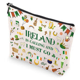 VeloKomo Ireland Gifts makeup bag front view, travel-ready design for organizing cosmetics on trips.
