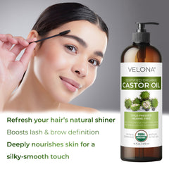 Velona castor oil soft skin application yields smooth, conditioned feel.