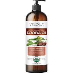 Velona Jojoba Oil with pump bottle for easy, mess-free skin and hair hydration