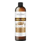 Velona Lanolin Oil bottle pour demonstrates effortless moisturization for skin and hair