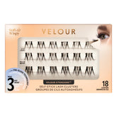 Velour Xtensions packaging showing 18 underlash clusters for quick, no-glue application.