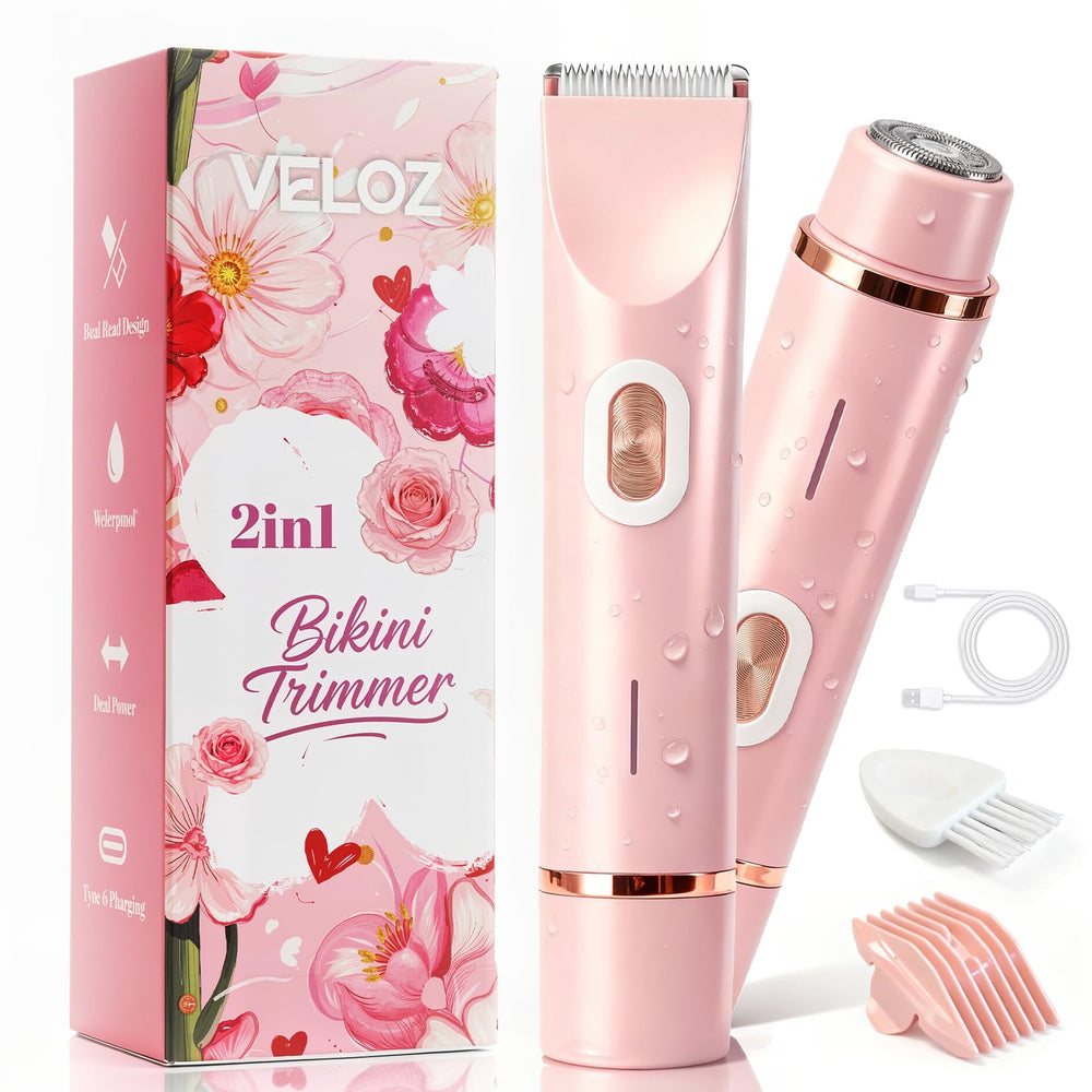 VELOZ bikini trimmer dual-head for precise bikini shaping and easy touch-ups.