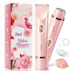 VELOZ bikini trimmer dual-head for precise bikini shaping and easy touch-ups.