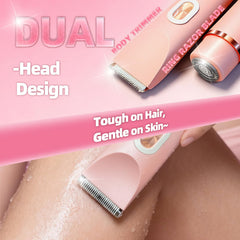 VELOZ bikini trimmer head-to-toe use for legs, underarms, and face.