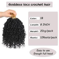 Vemet Goddess Locs crochet hair 8 inch lightweight and breathable for long wear