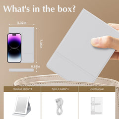 Venigo travel makeup mirror LED-illuminated close-up highlighting bright, even lighting.