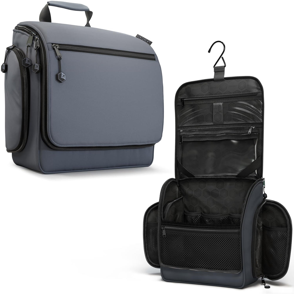 VENTURE 4TH hanging-toiletry-bag-gray showcases organized storage for easy travel access.