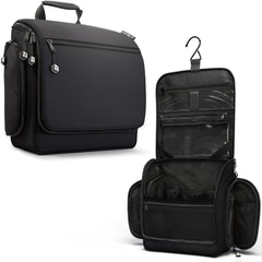 VENTURE 4TH hanging travel toiletry bag open shows organized compartments for on-the-go use.