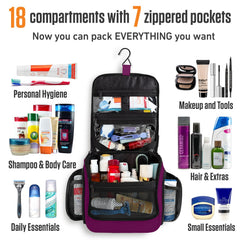 VENTURE 4TH toiletry bag with 18 compartments keeps essentials sorted during trips.