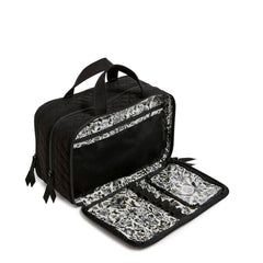 Vera Bradley black organizer with brush loops ideal for on-the-go routines.